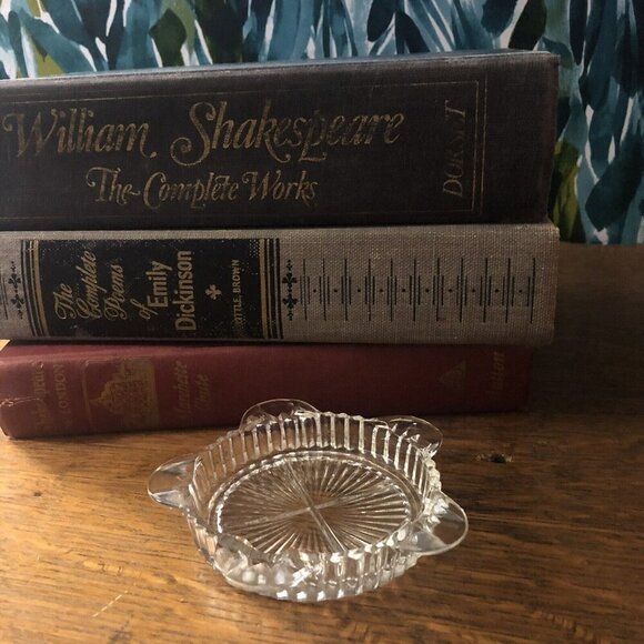 Vintage Queen Mary Green by Anchor Hocking Coaster Ashtray Clear Glass Small - Picture 8 of 10